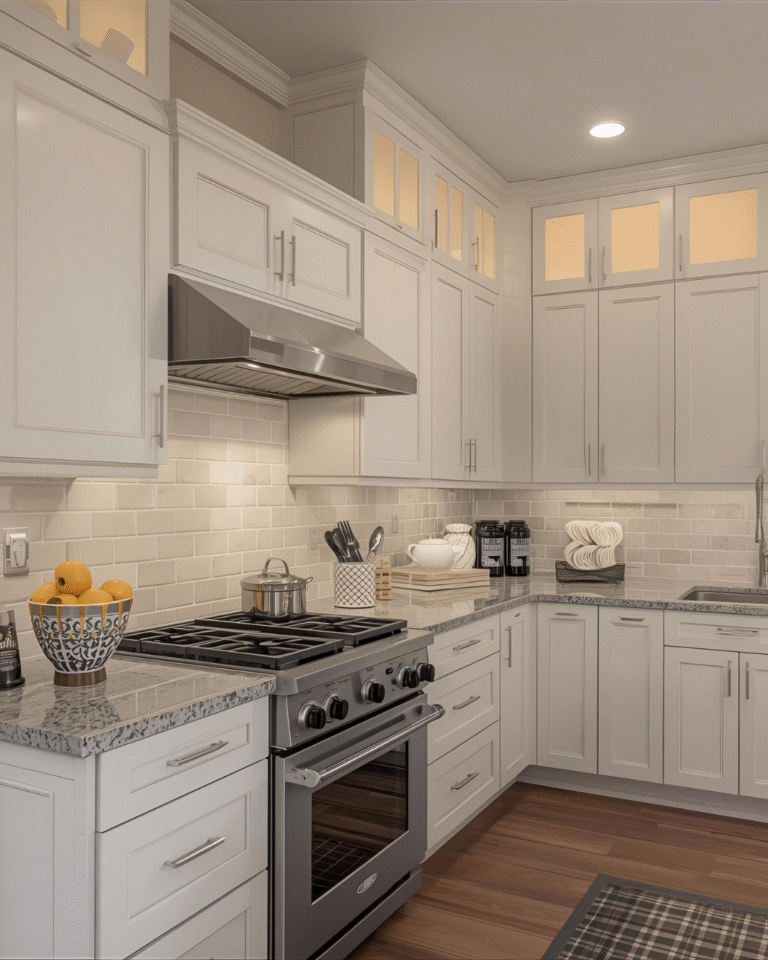 Small kitchen refurbishment with stone worktops in Basingstoke home